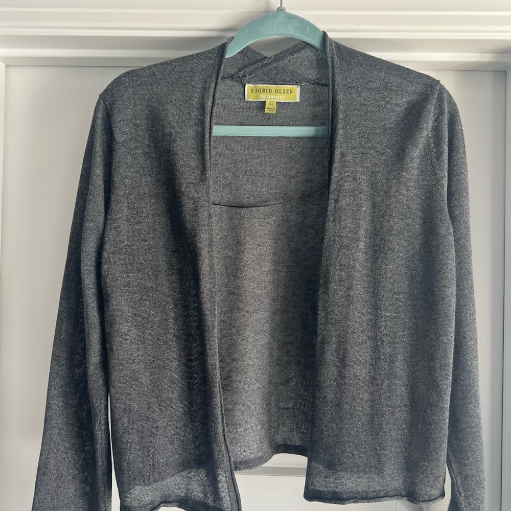 Sigrid Olsen Charcoal Open-Front Cardigan